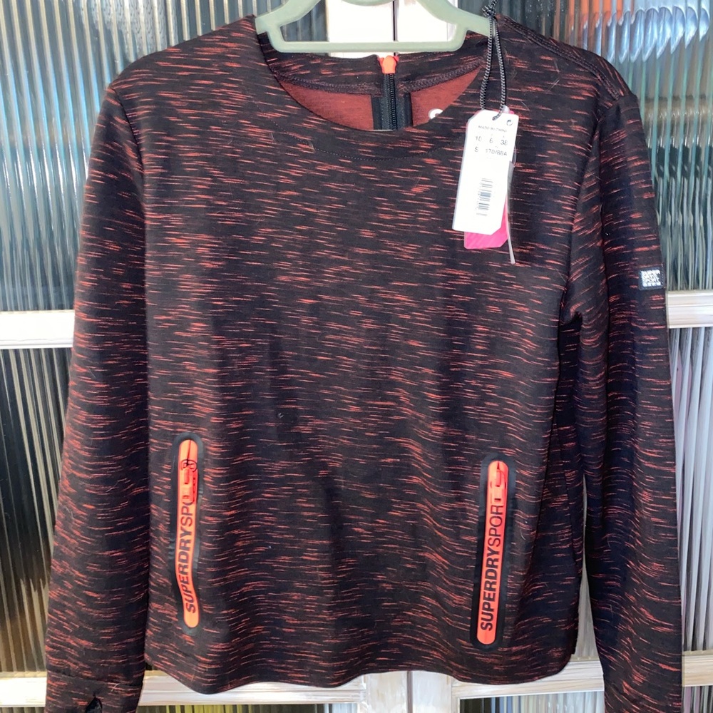 Superdry Sport Crewneck- black/hot coral, size US6